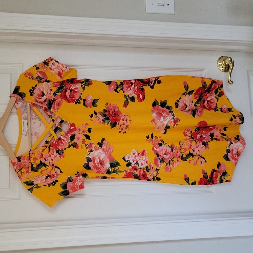 Yellow Floral Bobbie Brooks Dress Small